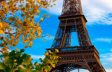 The famous Eiffel Tower in autumn in Paris, France