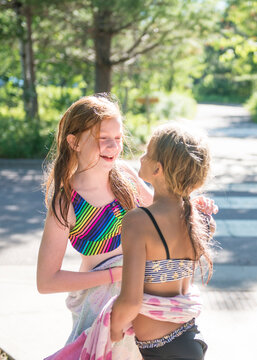 Two Young Girls After Swimming