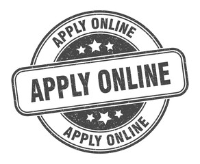 apply online stamp. apply online label. round grunge sign