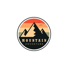 mountain logo graphic retro color vector illustration design