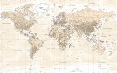 Fototapety  World Map - Vintage Retro Old Style -  Detailed Illustration