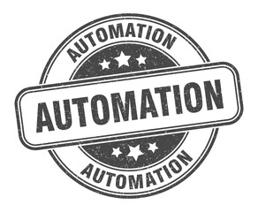 automation stamp. automation label. round grunge sign