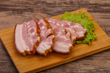 Tasty smoked pork brisket slice