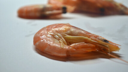 Shrimps on a white background. Isolate. Seafood. Healthy food, food.