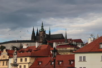 Fototapeta premium Prague castle with many red roofs, Czech republic, Prague 