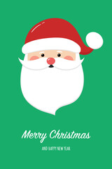 Christmas card with happy Santa Claus and wishes. Vector