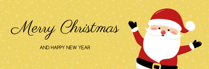 Concept of Christmas banner with happy Santa Claus. Vector