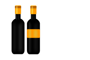 Black glass bottle illustration with front and back viewpoints
