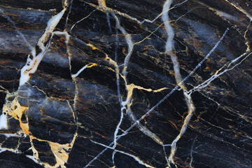 Fototapeta na wymiar Gold and white patterned structure of dark gray marble pattern texture.