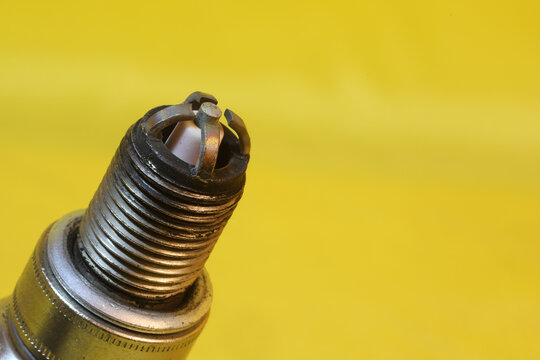 closeup on electrodes of a spark plug