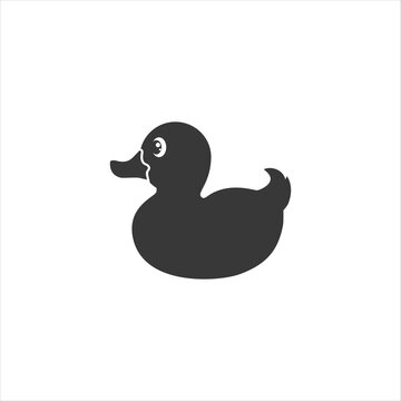 Duck toy icon. Inflatable rubber duck, flat design element