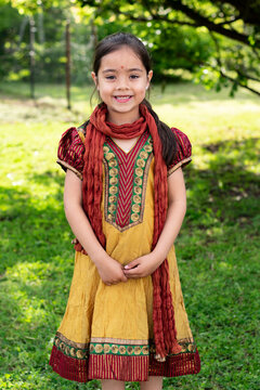 Indian Australian girl 5-8 years traditional Indian clothing portrait