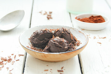 vegan vegetarisch Schokoladeneis Schokoeis selber machen Kugeleis Portion