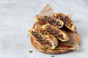 Arayes- pita bread  filled with a mixture of minced meat with different spices 
