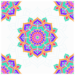 colorful mandala with brneo kalimantan ornament style