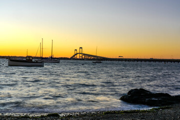 Fototapeta na wymiar sunset in Newport Harbor, Rhode Island.