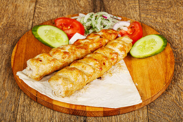 Chicken kebab with minced meat