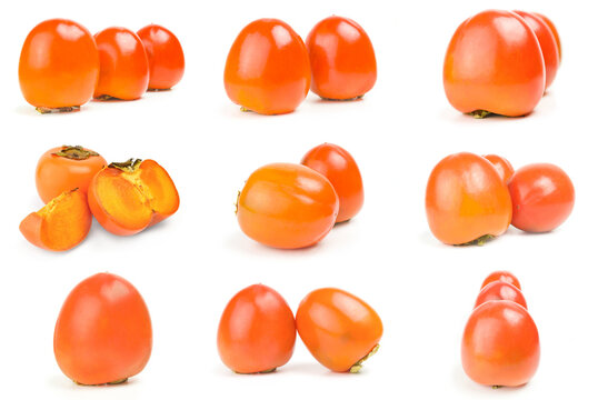 Collection of persimmon ( Kaki ) on a background
