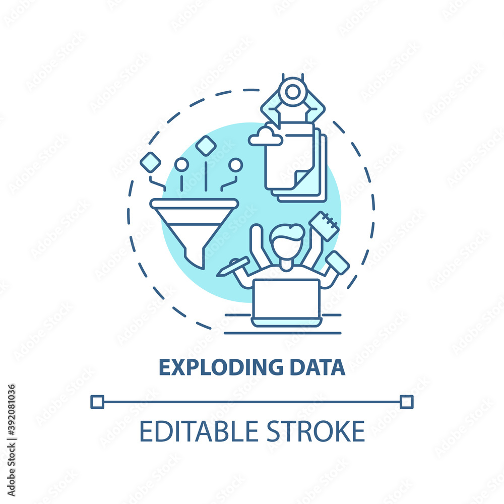 Poster exploding data concept icon. business challenges idea thin line illustration. ever-increasing data a