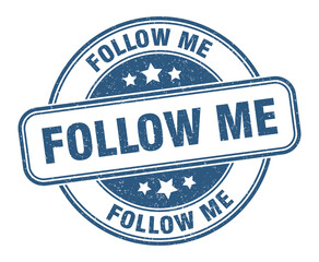 follow me stamp. follow me label. round grunge sign