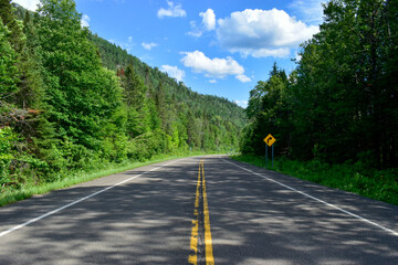 Route en pleine forêt Québécoise.