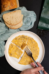 French omelette with black tea