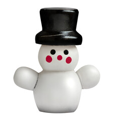 Cute snowman wearing black top-hat isolated on white background