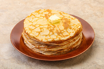 Stack of Russian traditonal pancakes