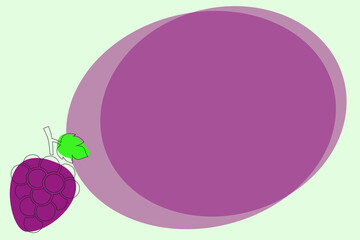 Drawing of grapes. Drawn frame. Empty background for text