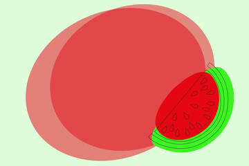 Drawing of a watermelon. Drawn frame. Empty background for text