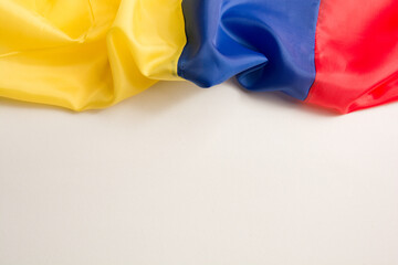 flag of ecuador, venezuela, colombia wrinkled placed on a white background on the right side