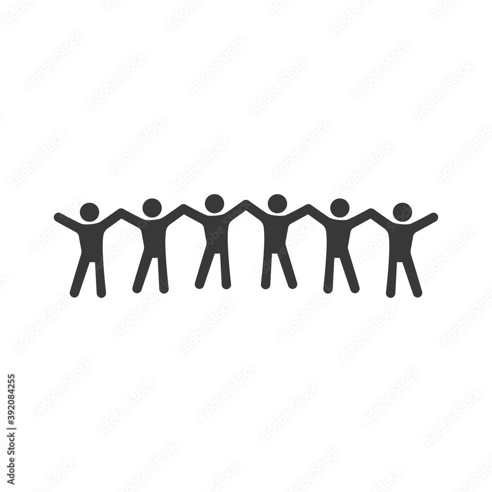 Wall mural people hands holding hands icon, round dance, people uniting. vector