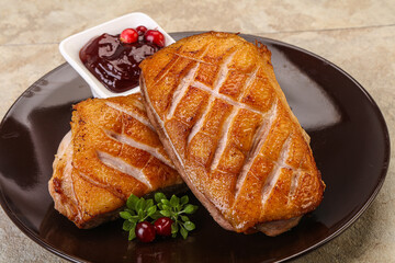 Roasted duck breast with sauce