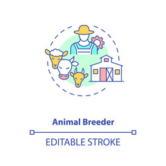 Animal breeder concept icon. Top agriculture careers. Responsible for producing different animals for business idea thin line illustration. Vector isolated outline RGB color drawing. Editable stroke