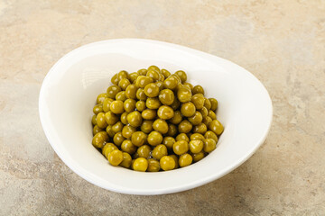 Marinated green pea in the bowl