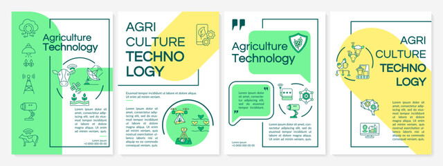 Agrotechnology brochure template. Electronic farm management. Flyer, booklet, leaflet print, cover design with linear icons. Vector layouts for magazines, annual reports, advertising posters