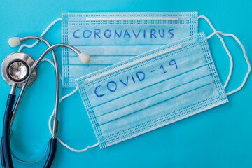 coronavirus protection mask and stethoscope
