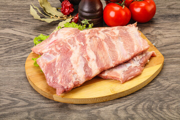 Raw pork ribs for cooking