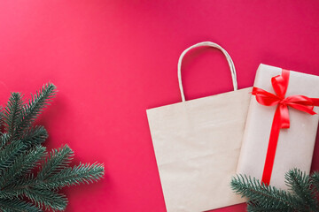 Christmas and New Year decoration with the paper bag