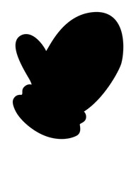 Mitten black vector silhouette for pictogram or logo. Mitten - a silhouette for a sign or identity. Black glove - warm clothes.