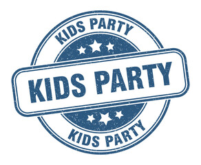 kids party stamp. kids party label. round grunge sign