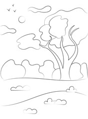 Coloring page outline of nature. Vector illustration