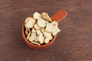 delicious dry cookies, biscuits, crackers with salt and dry herbs