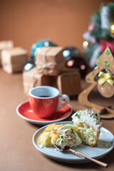 Homemade christmas cupcakes with different decorations. New year food concept.