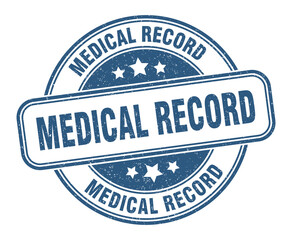 medical record stamp. medical record label. round grunge sign