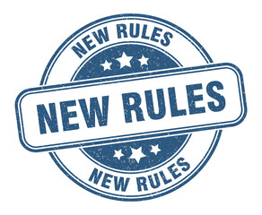 new rules stamp. new rules label. round grunge sign