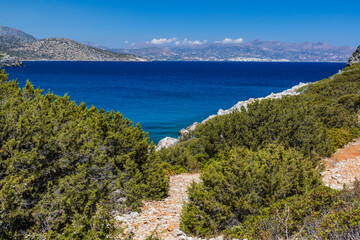 Fototapeta na wymiar Crystal clear waters of the Aegean Sea on Crete