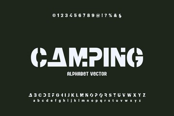 typography vector, alphabet font,  letters and numbers green and black style