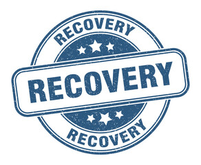 recovery stamp. recovery label. round grunge sign