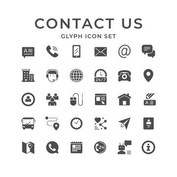 Set glyph icons of contact us